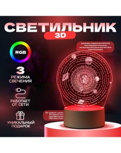 Светильник 3D «Космос», LED-ночник, RGB, от сети, 9.5×13×17.5 см Risalux