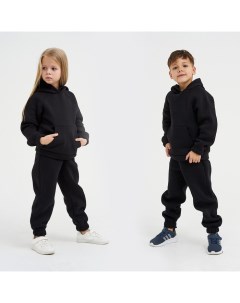 Костюм детский с начёсом (толстовка, брюки) «Basic line» р.30 (98-104), чёрный Kaftan