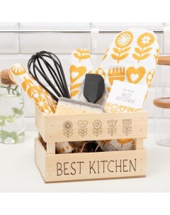 Кухонный набор «» Best kitchen: полотенце, варежка-прихватка, лопатка, венчик, губка Этель