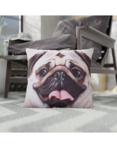 Подушка декоративная «Мопс», 38×38 см, микрофибра Этель