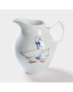 Кувшин Добрушский завод «Гуси», 2 л, фарфор, белый, рисунок МИКС Добрушский фарфоровый завод