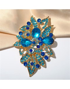 Брошь «Императрица» роса, цвет голубой в золоте Qf