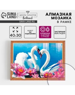 Алмазная мозаика с частичным заполнением и форменными стразами на раме «Лебедь», 30×40 см Школа талантов