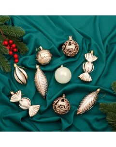 Ёлочные игрушки «Торжество», новогодние, набор 28 шт., бело-золотой Зимнее волшебство