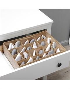 Органайзер для хранения белья Points, 24 ячейки, с прозрачной крышкой, 38×30×12 см, бежевый Доляна