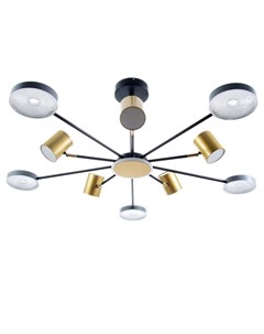 Люстра потолочная «Артеко», 10хLED, 190 Вт, 3000-6000К, серо-золотой, 104×104×31 см Bayerlux