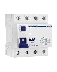 Устройство защитного отключения 4П (3P+N) 63А 100мА AC 6кА / TKE-PZ60-RCDM-4-63-100-AC Tokov electric