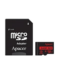 Карта памяти Apacer microSDHC (Class 10) 64GB + адаптер (AP64GMCSX10U5-R)