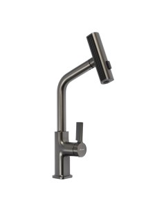 Смеситель для кухни Accoona A5490ST-9, с выдвижной лейкой, латунь, цвет оружейная сталь