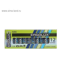 Батарейка алкалиновая, AAA, LR03-12BOX (LR03 BP-12), 1.5В, набор 12 шт. Ergolux