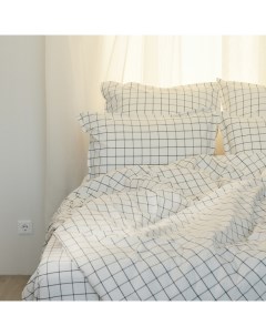 Простыня евро SL Home Cotton, 245×260 см, белая/серая, жатый хлопок Sima-land home