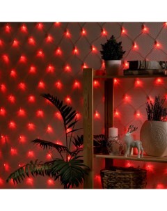 Гирлянда «Сеть» 1.6 × 1.6 м, IP20, прозрачная нить, 144 LED, 8 режимов, 220 В, свечение красное Luazon lighting
