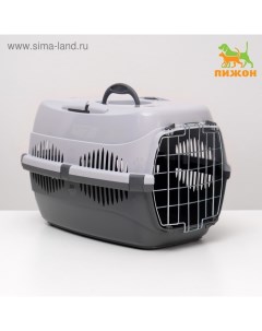 Переноска для животных до 12 кг «» 49×33×32 см, металлическая дверь, серая Пижон