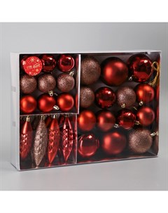 Ёлочные игрушки «Пласкетта», набор 31 шт., красный/коричневый Зимнее волшебство
