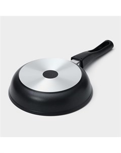 Сковорода «Традиция», d=22 см, стеклянная крышка, съёмная ручка, антипригарное покрытие, алюминий, чёрный Kukmara