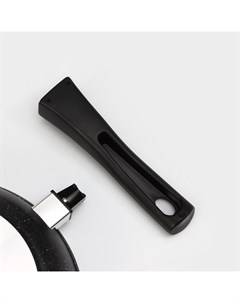 Сковорода, d=24 см, съёмная ручка, стеклянная крышка, антипригарное покрытие, алюминий, чёрная Kukmara