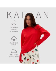 Пижама новогодняя женская (лонгслив, брюки) Christmas tree, размер 48-50 Kaftan