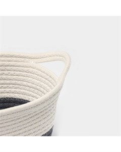 Корзина для хранения «Рита», плетёная, ручной работы, с ручками, хлопок, 34×23×14 см, белая Ladо́m