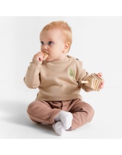 Джемпер вязаный новогодний «Еловые веточки» рост 92-98 см, цвет бежевый Крошка я