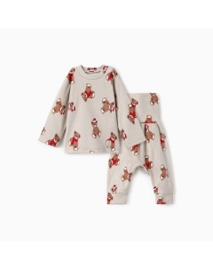 Костюм (штанишки и кофточка) «Новогодние медвежата», рост 62-68 см Крошка я