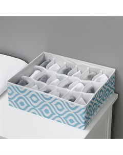 Органайзер для хранения белья «Лагуна», 18 ячеек, 35×30×12 см, бирюзовый Доляна