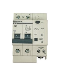 Дифференциальный автомат Generica АД12 2Р 25А 30мА / MAD15-2-025-C-030