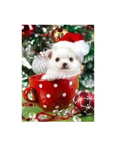 Картина по номерам Новогодний щеночек / Х-7526 Рыжий кот