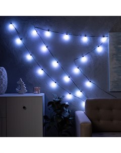 Умная гирлянда «Нить» 6 м с насадками «Шарики», IP20, тёмная нить, 20 LED, свечение RGB, USB Luazon lighting