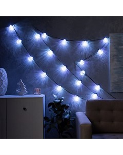 Умная гирлянда «Нить» 6 м с насадками «Рифленые шарики», IP20, тёмная нить, 20 LED, свечение RGB, USB Luazon lighting