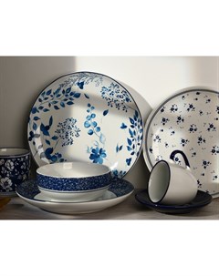 Тарелка плоская керамическая «Синие цветы», d=25.5 см Dolce ceramo.