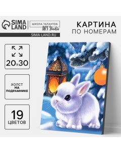 Картина по номерам на холсте с подрамником «Новый год! Кролик с фонариком», 20×30 см Школа талантов