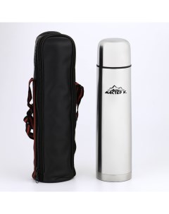 Термос, 1 л, Гильза ".", с кружкой, без кнопки, сохраняет тепло 24 ч, в чехле, хром Мастер к