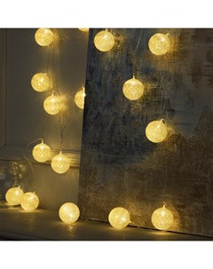 Гирлянда «Нить» 5 м с насадками «Клубки золотистые», IP20, прозрачная нить, 20 LED, свечение тёплое белое, 220 В Luazon lighting