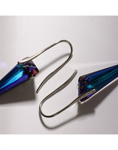 Серьги со стразами «Сияние льда», цвет синий в серебре Qf