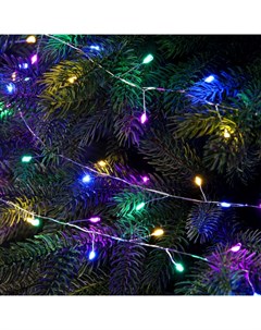 Гирлянда «Мишура» 20 м роса, IP44, серебристая нить, 600 LED, 8 режимов, свечение мульти, 18 В Luazon lighting