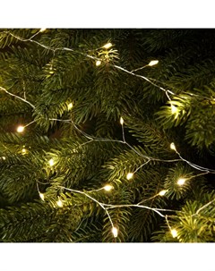 Гирлянда «Мишура» 20 м роса, IP44, серебристая нить, 600 LED, 8 режимов, свечение тёплое белое, 18 В Luazon lighting