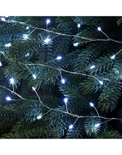 Гирлянда «Мишура» 20 м роса, IP44, серебристая нить, 600 LED, 8 режимов, свечение белое, 18 В Luazon lighting