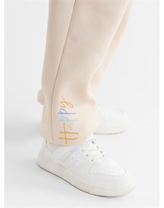 Брюки для девочки с начёсом : Exclusive print, бежевые, Oversize рост 116 см Minaku