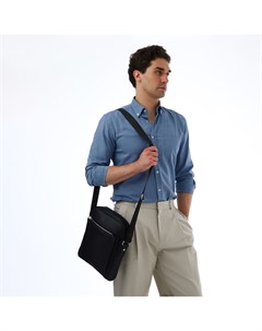 Сумка мужская через плечо, на молнии 2 наружных кармана, 25×6×28 см, чёрная Textura