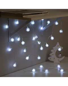 Гирлянда «Нить» 5 м с насадками «Ёжики белые», IP20, прозрачная нить, 30 LED, свечение белое, 8 режимов, 220 В Luazon lighting