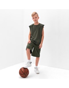 Комплект для мальчика (майка и шорты), хаки, рост 140 см Minaku