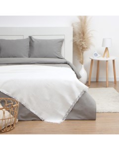 Плед с бахромой «» Waffle, 130×180 см, молочный Этель