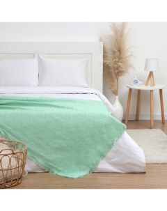 Плед с бахромой «» Home, 130×180 см, зелёный Этель