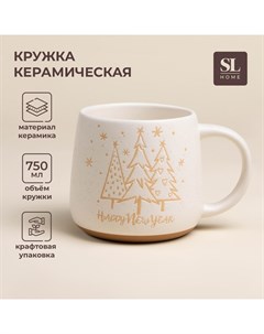 Кружка для чая SL Home «С Новым Годом», 750 мл, 15,5×11,5×10,5 см, керамика, белая Sima-land home