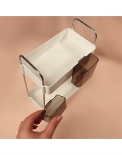 Органайзер для хранения, двухуровневый, 4 секции, 29×21×12 см, белый, чёрный Qf