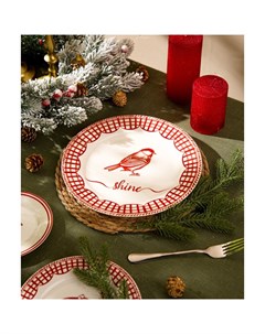 Тарелка новогодняя SL Home «Прекрасное время», постановочная, d=27 см, фарфор, белая, красная Sima-land home