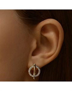 Серьги со стразами комета внутри, цвет белый в золоте Xuping