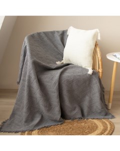 Плед с бахромой SL Home Warm, 130×180 см, тёмно-серый Sima-land home