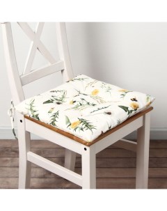 Подушка на стул «. Одуванчики», 42×42×7 см, белая Этель