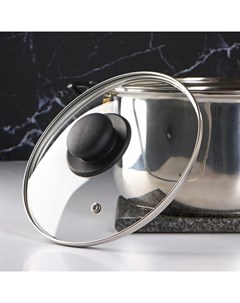 Крышка для сковороды и кастрюли, d=20 см, нержавеющий обод, пластиковая ручка, стекло, прозрачная Доляна